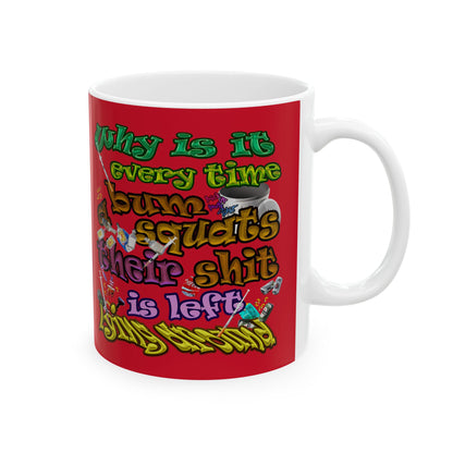 the bum's shit - White Mug (dark red)