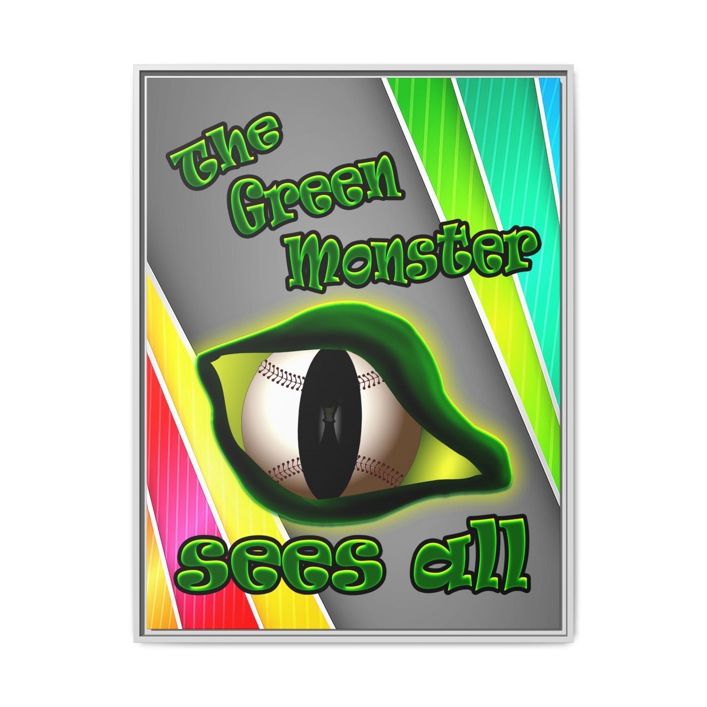 green monster - framed canvas art (rainbow split)