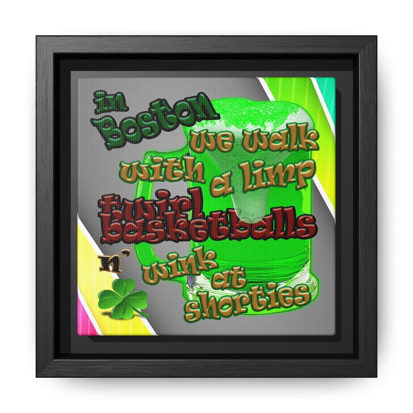 celtics logo - framed canvas art (rainbow split)