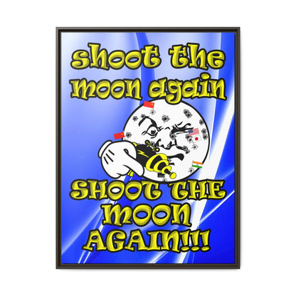 shoot the moon again - framed canvas art (blue-white wave)