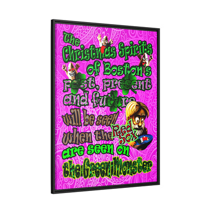 christmas spirits of boston - framed canvas art (pink swirl)