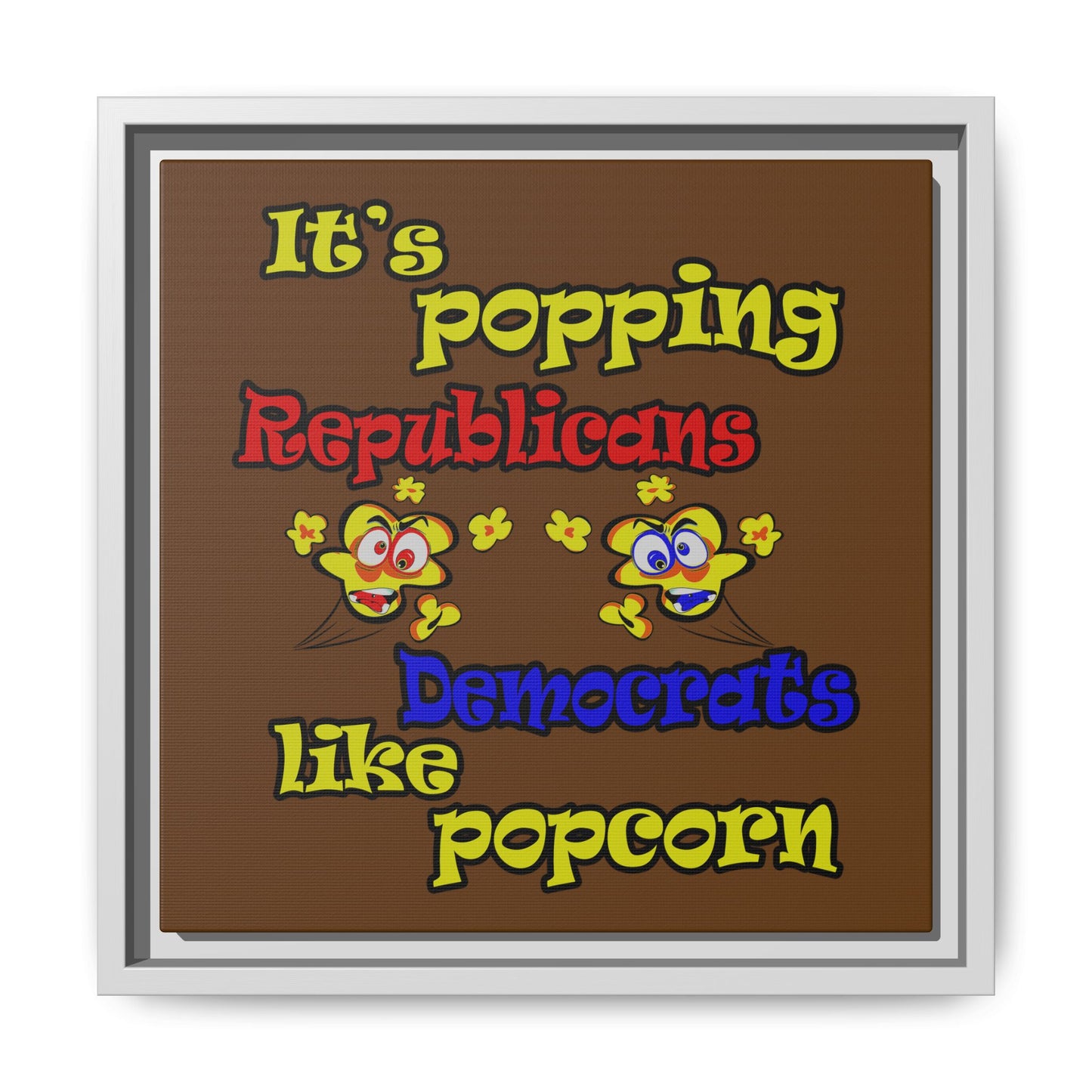 popping like popcorn - framed canvas art (brown)