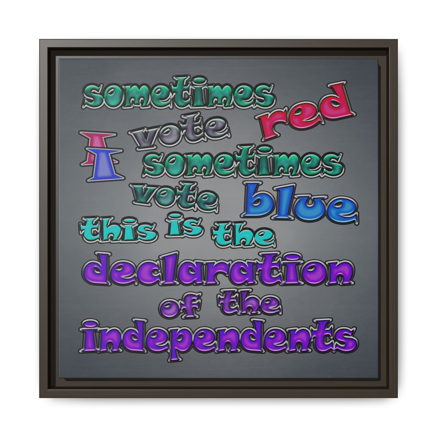 declaration of the independents - framed canvas art (grey-light grey)