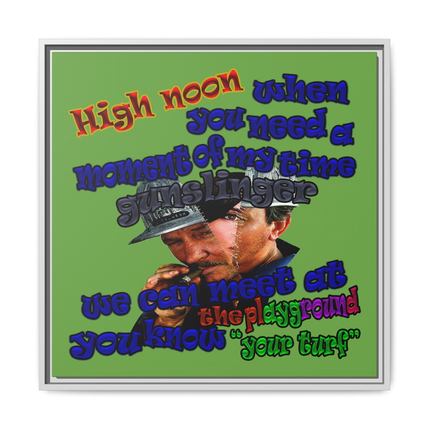 high noon - framed canvas art (green)