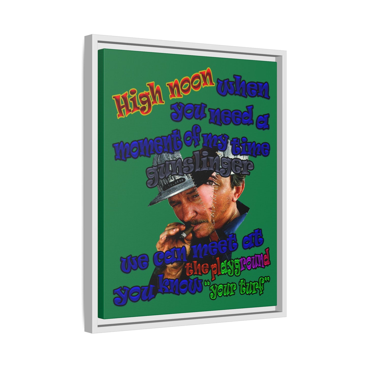 high noon - framed canvas art (dark green)