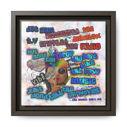 drop the beat - framed canvas art (white marble)