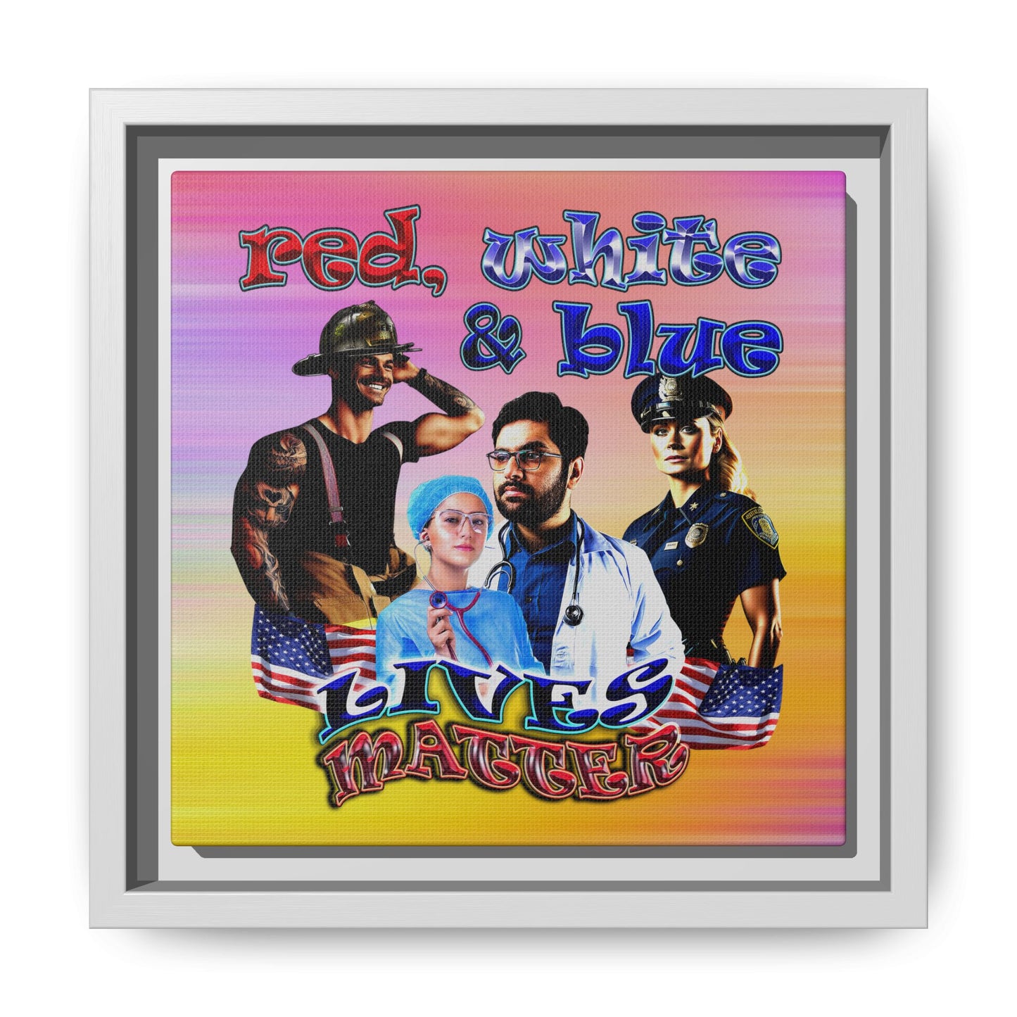 rw&b lives matter - framed canvas art (color blur)
