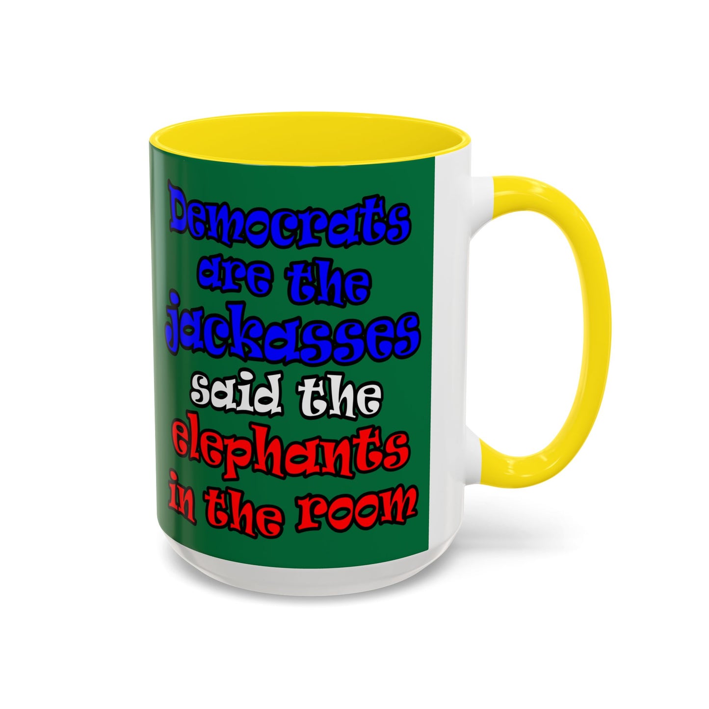 donkeys and elephants - Accent Mug (dark green)