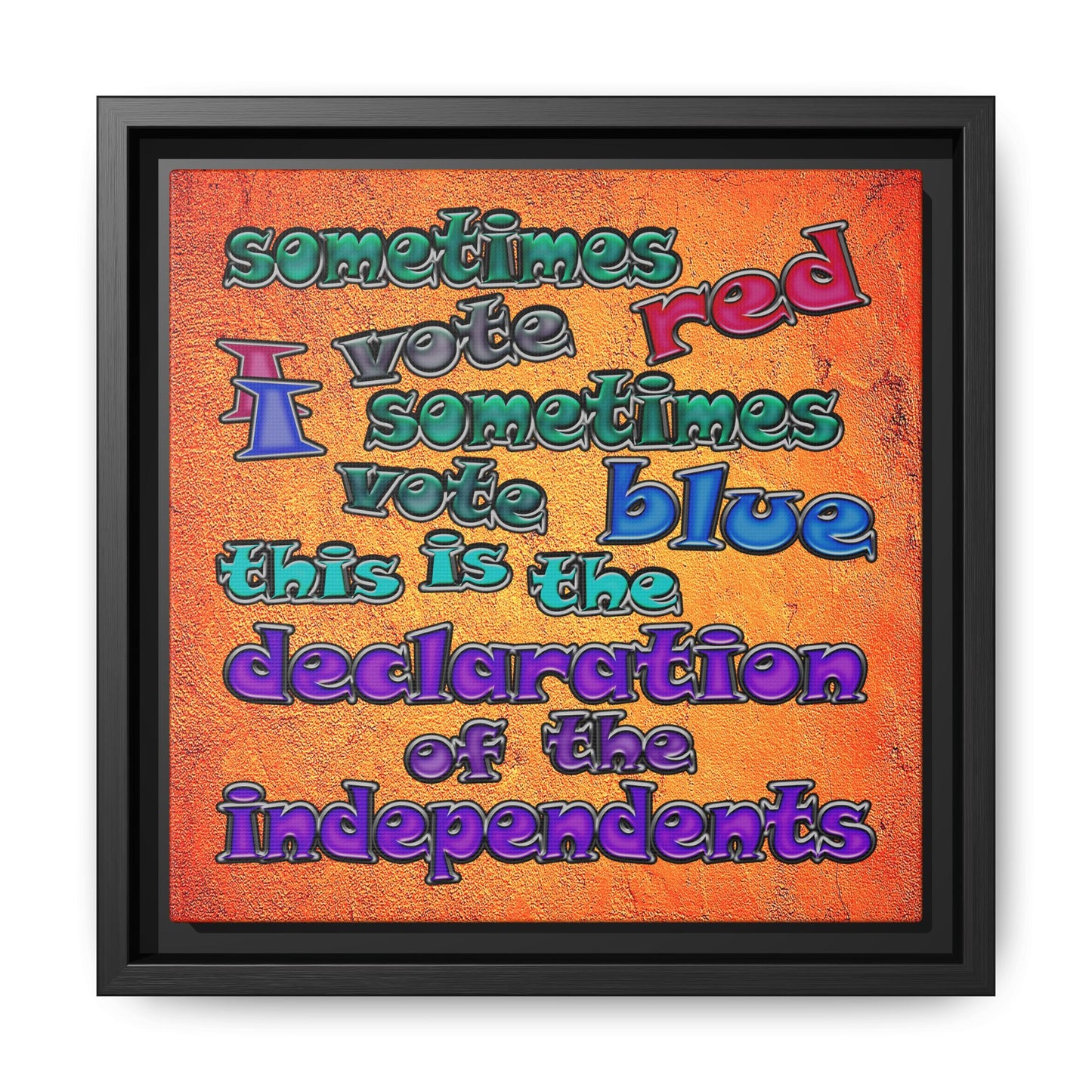 declaration of the independents - framed canvas art (burnt orange)
