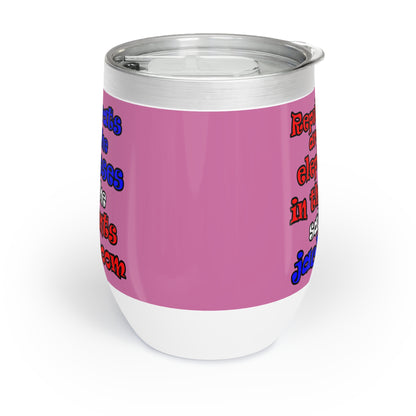 donkeys and elephants - Chill Wine Tumbler (light pink)