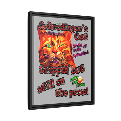 schrodinger's cat - framed canvas art (light grey)