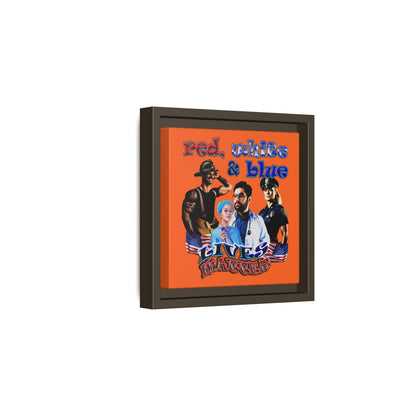 rw&b lives matter - framed canvas art (orange)