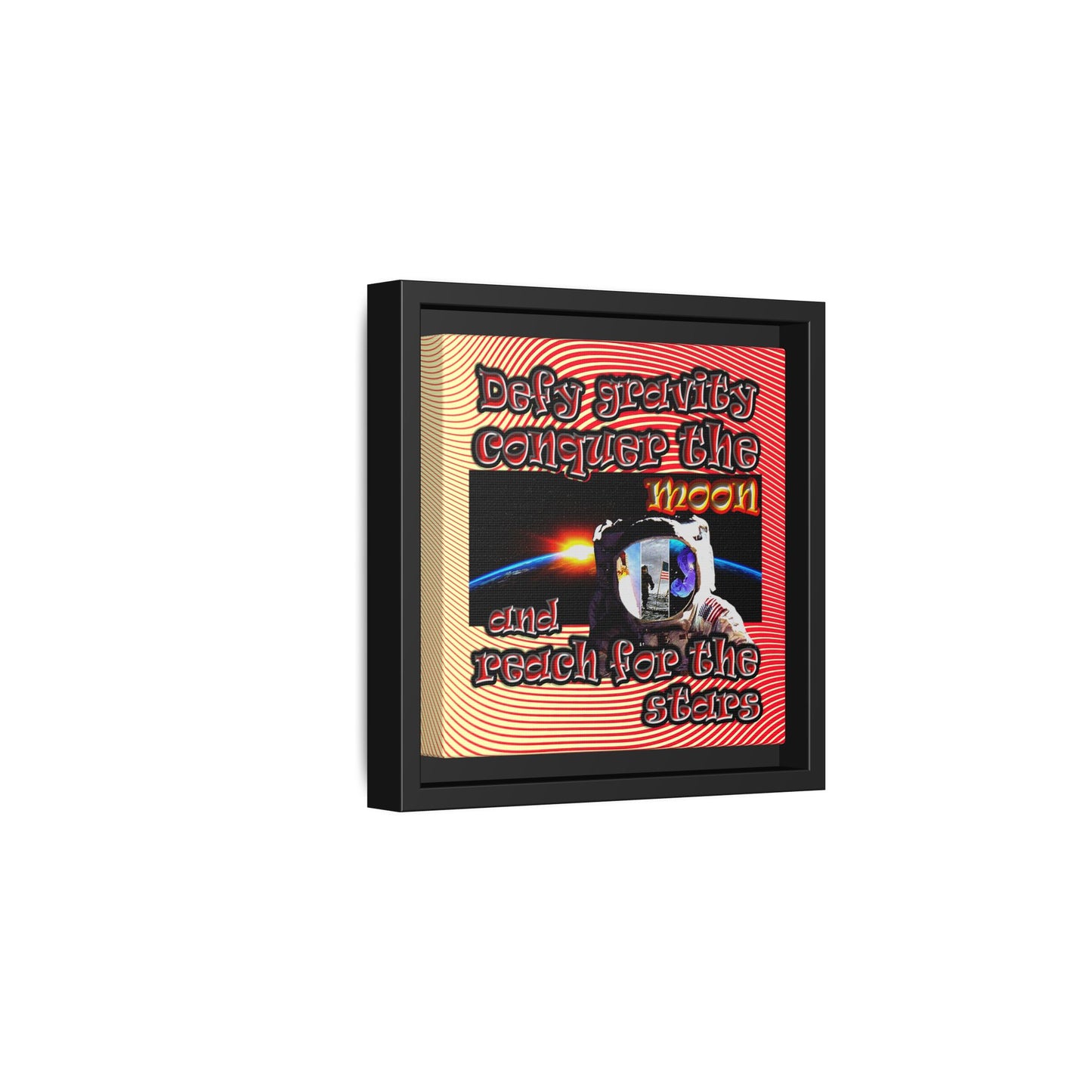 defy conquer reach - framed canvas art (yellow-orange wave)