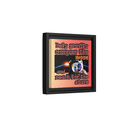 defy conquer reach - framed canvas art (yellow-orange wave)