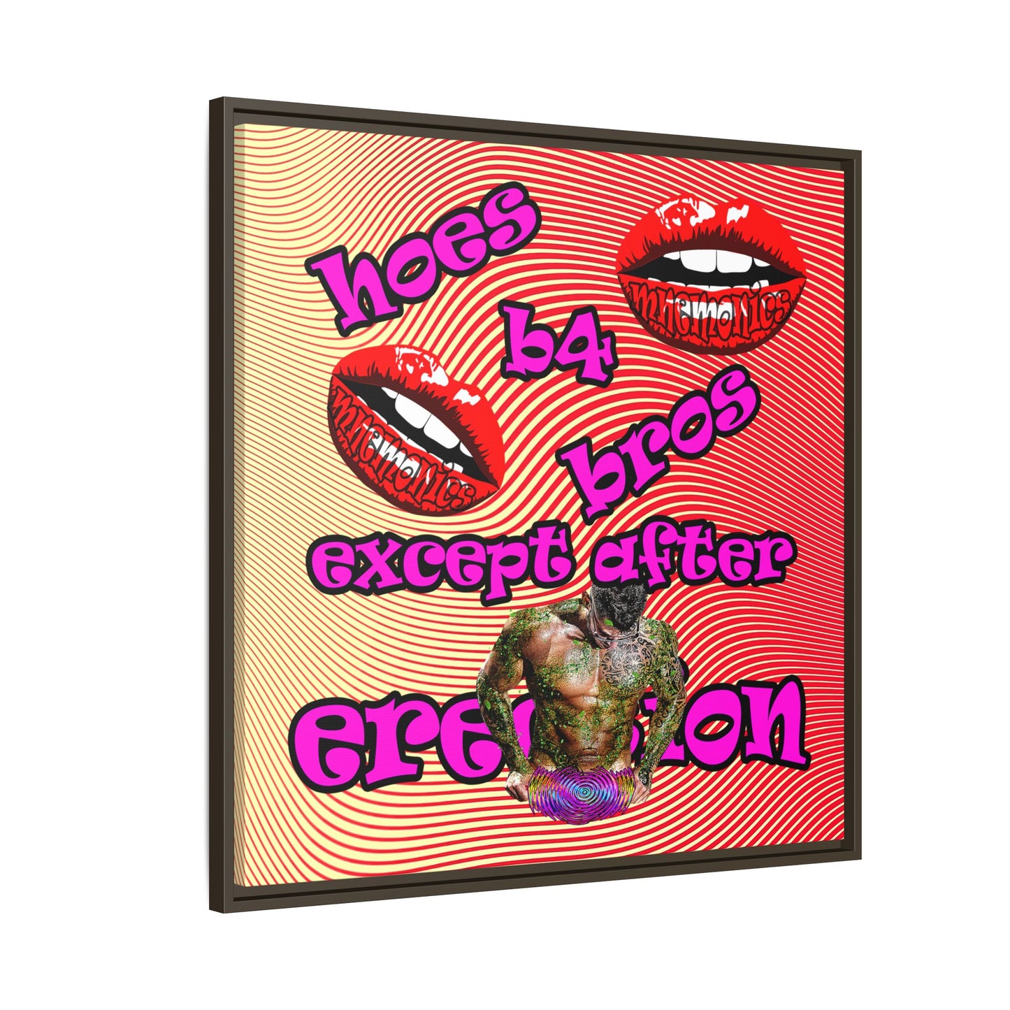 hoes b4 bros - framed canvas art (yellow-orange wave)