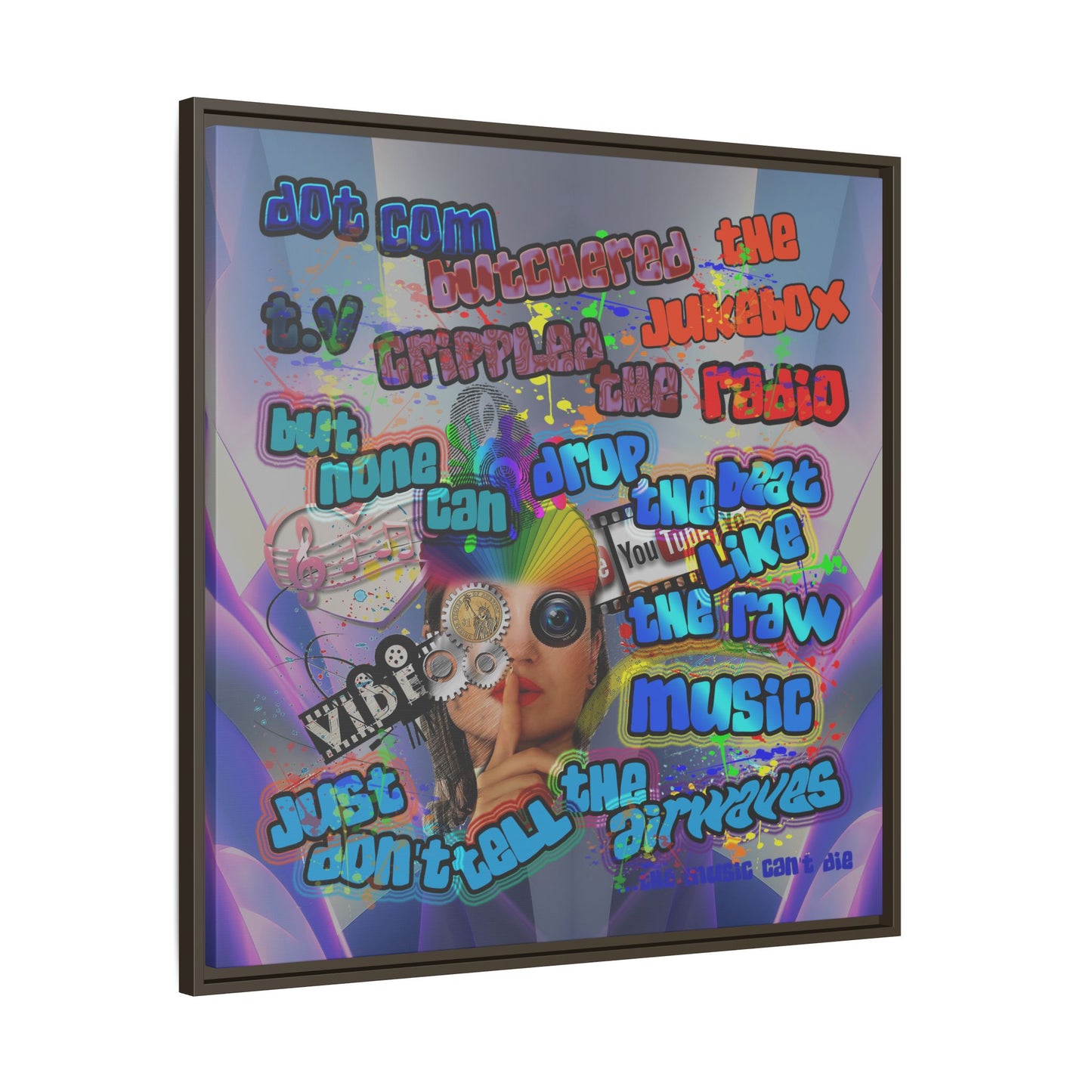 drop the beat - framed canvas art (grey-pink wave)