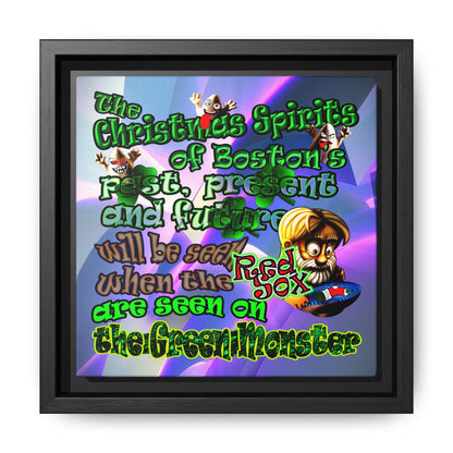 christmas spirits of boston - framed canvas art (grey-pink wave)