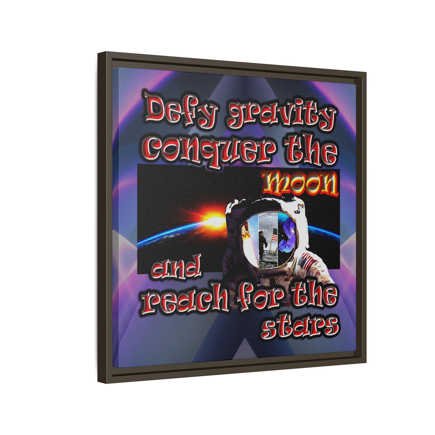 defy conquer reach - framed canvas art (grey-pink wave)