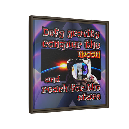 defy conquer reach - framed canvas art (grey-pink wave)