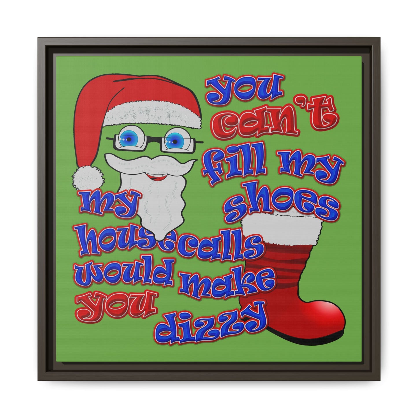santa's shoes - framed canvas art (green)