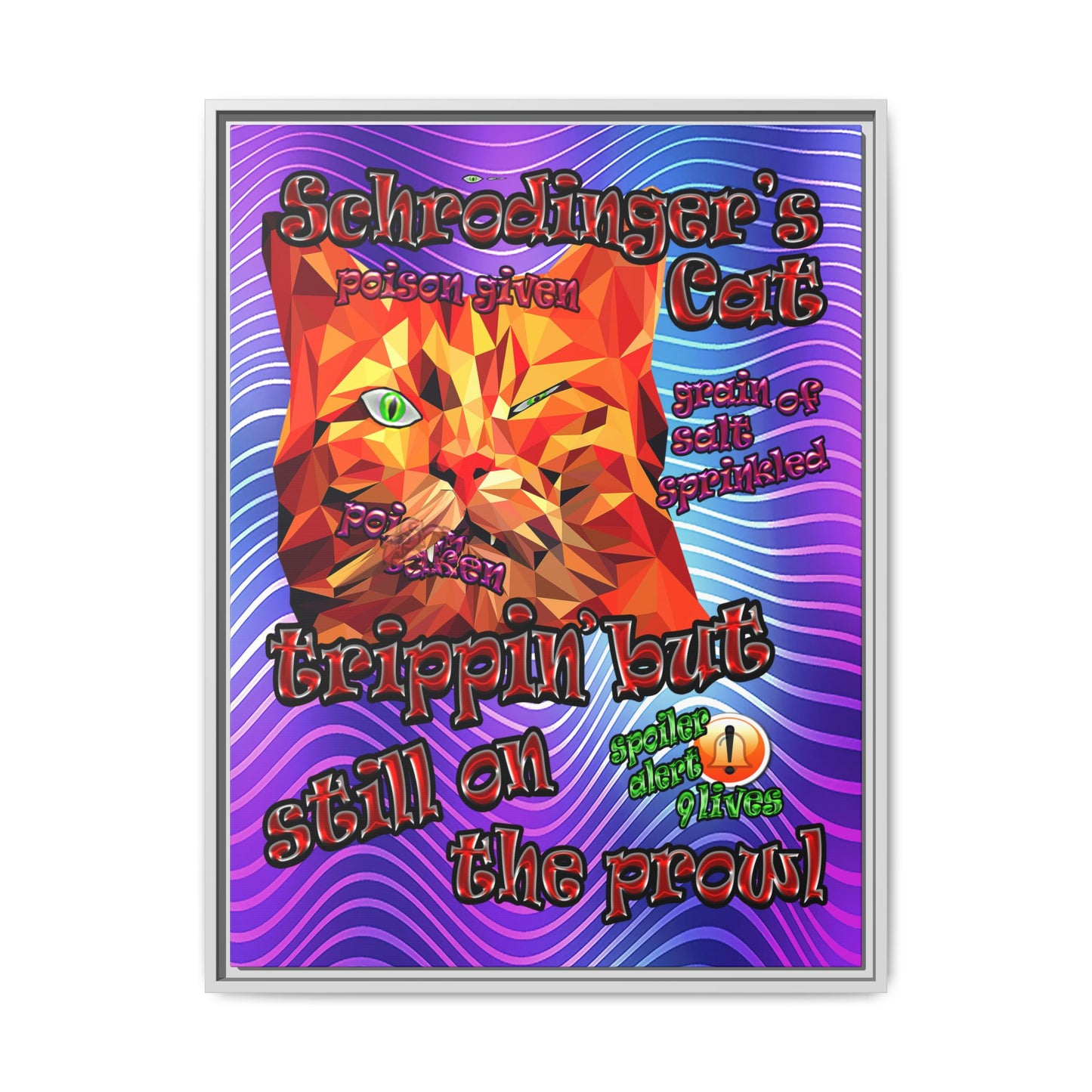 schrodinger's cat - framed canvas art (purple wave)