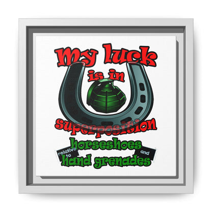 my luck - framed canvas art (white)