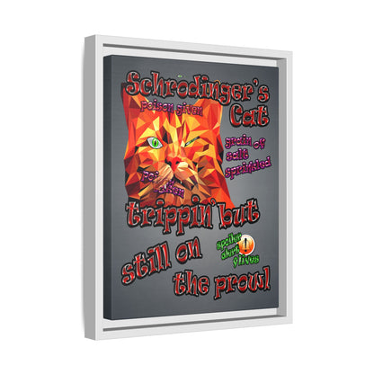 schrodinger's cat - framed canvas art (grey-light grey)