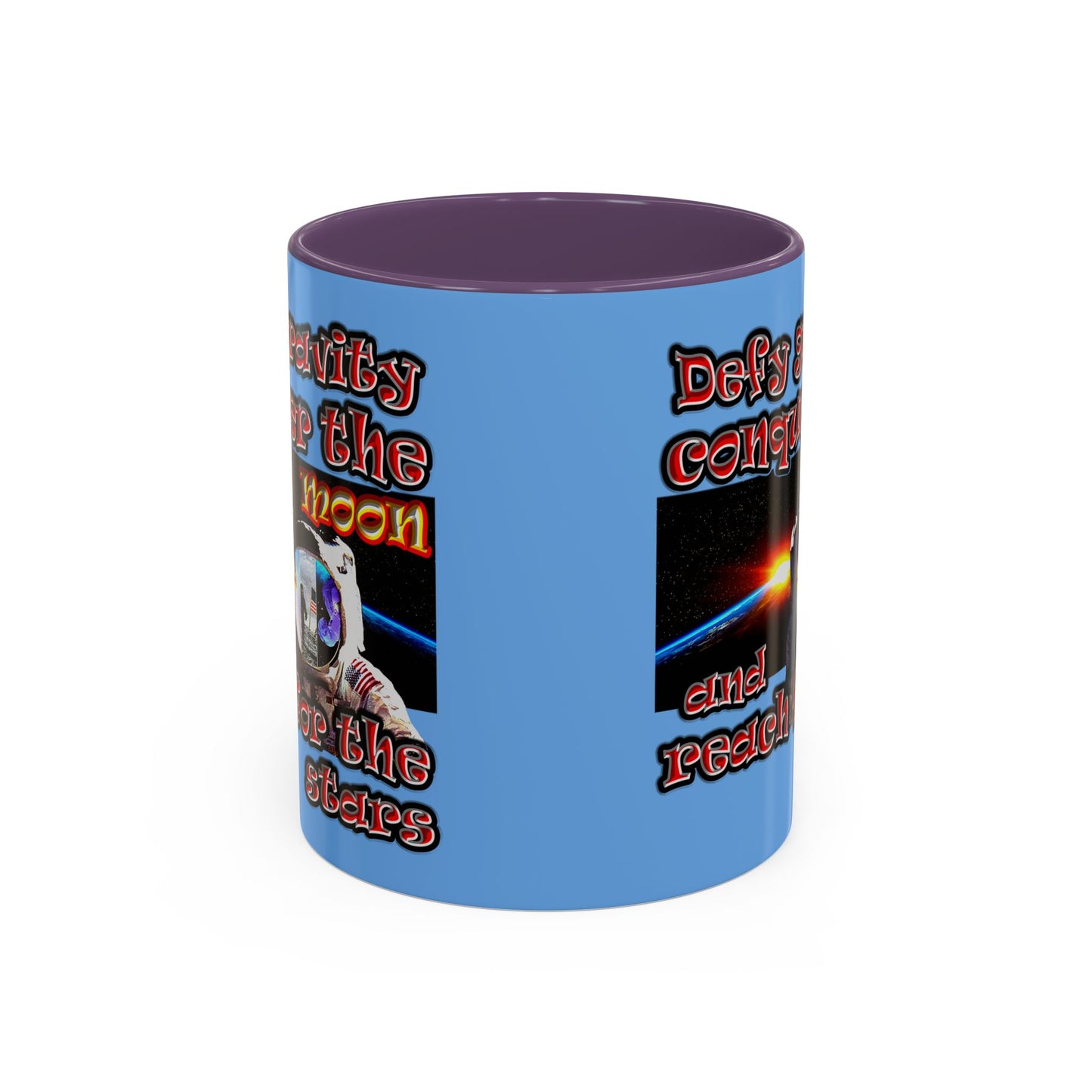 defy conquer reach - Accent Mug (light blue)