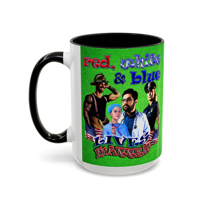 rw&b lives matter - Accent Mug (green turf)