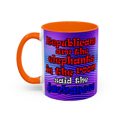 donkeys and elephants - Accent Mug (purple wave)
