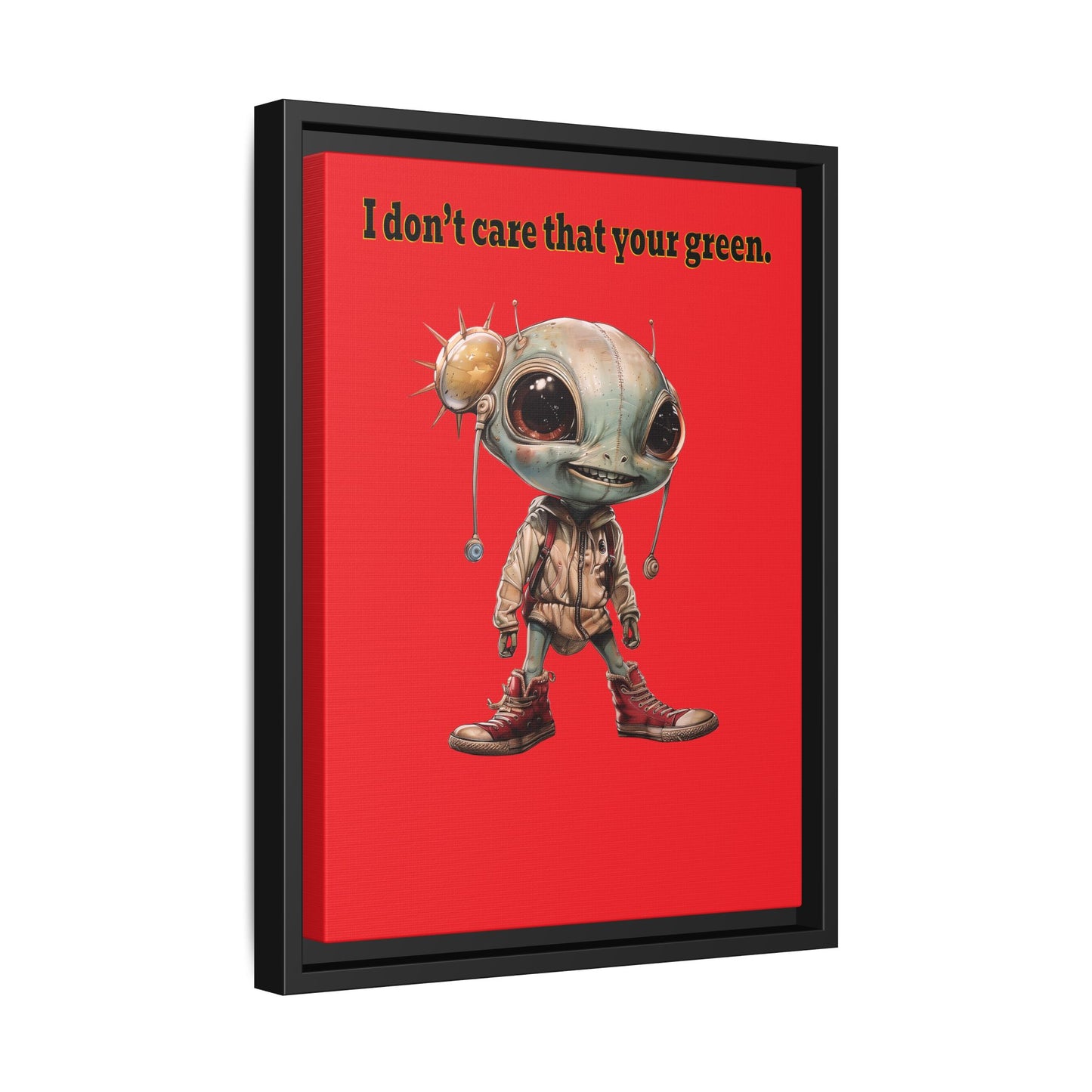 I don't care that your green - framed canvas art (red)