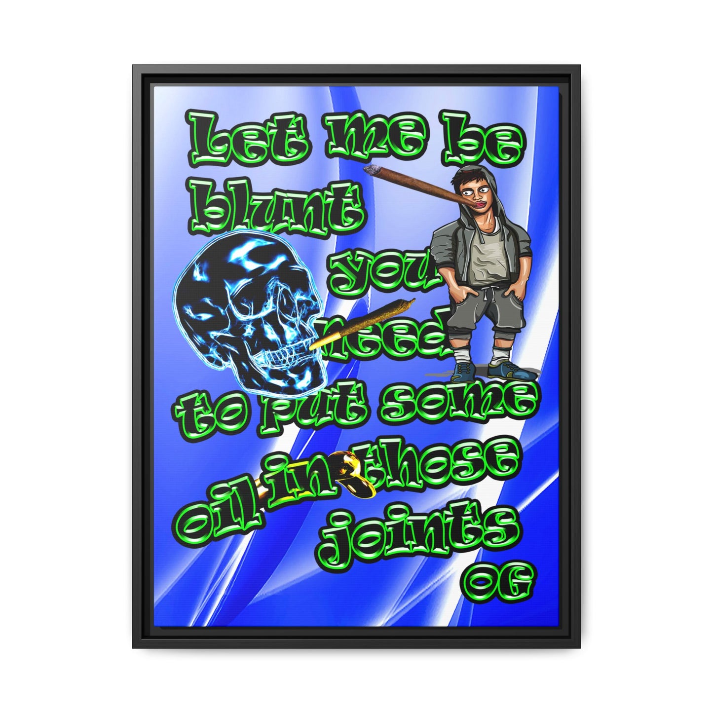 og - framed canvas art (blue-white wave)