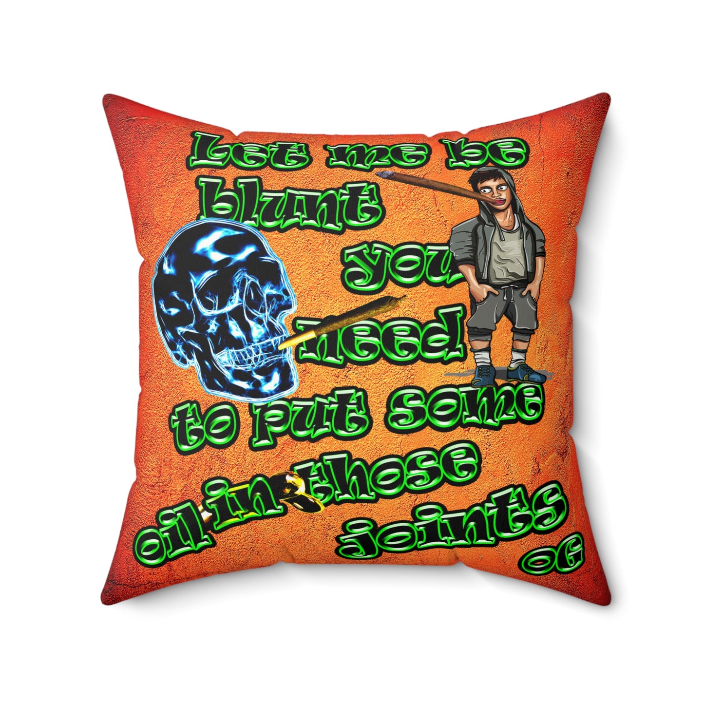 og - Faux Suede Square Pillow - (burnt orange)