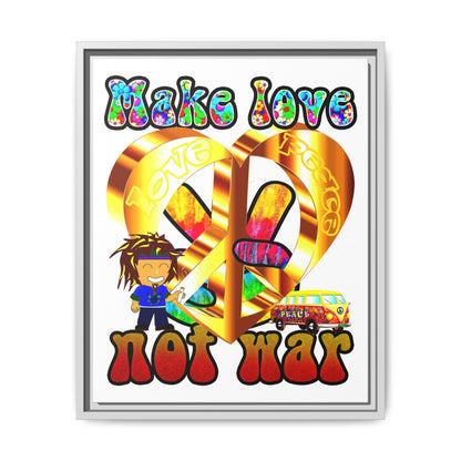 love peace - framed canvas art (white)