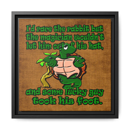 turtle race - framed canvas art (brown papyrus)