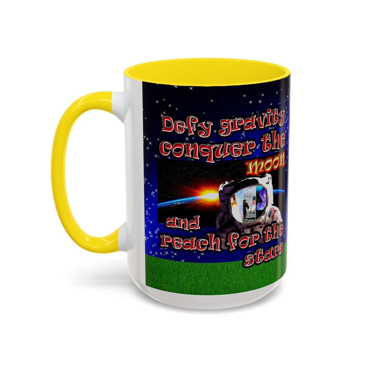 defy conquer reach - Accent Mug ('snoops' background)
