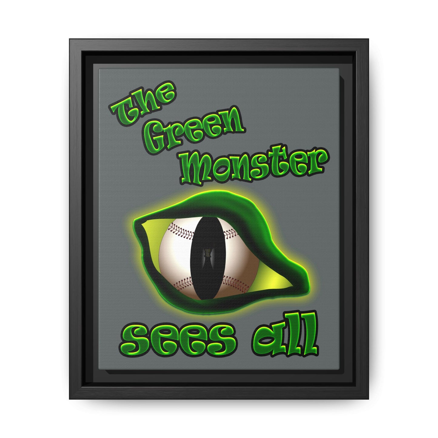 green monster - framed canvas art (dark grey)