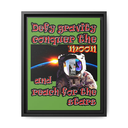 defy conquer reach - framed canvas art (green)