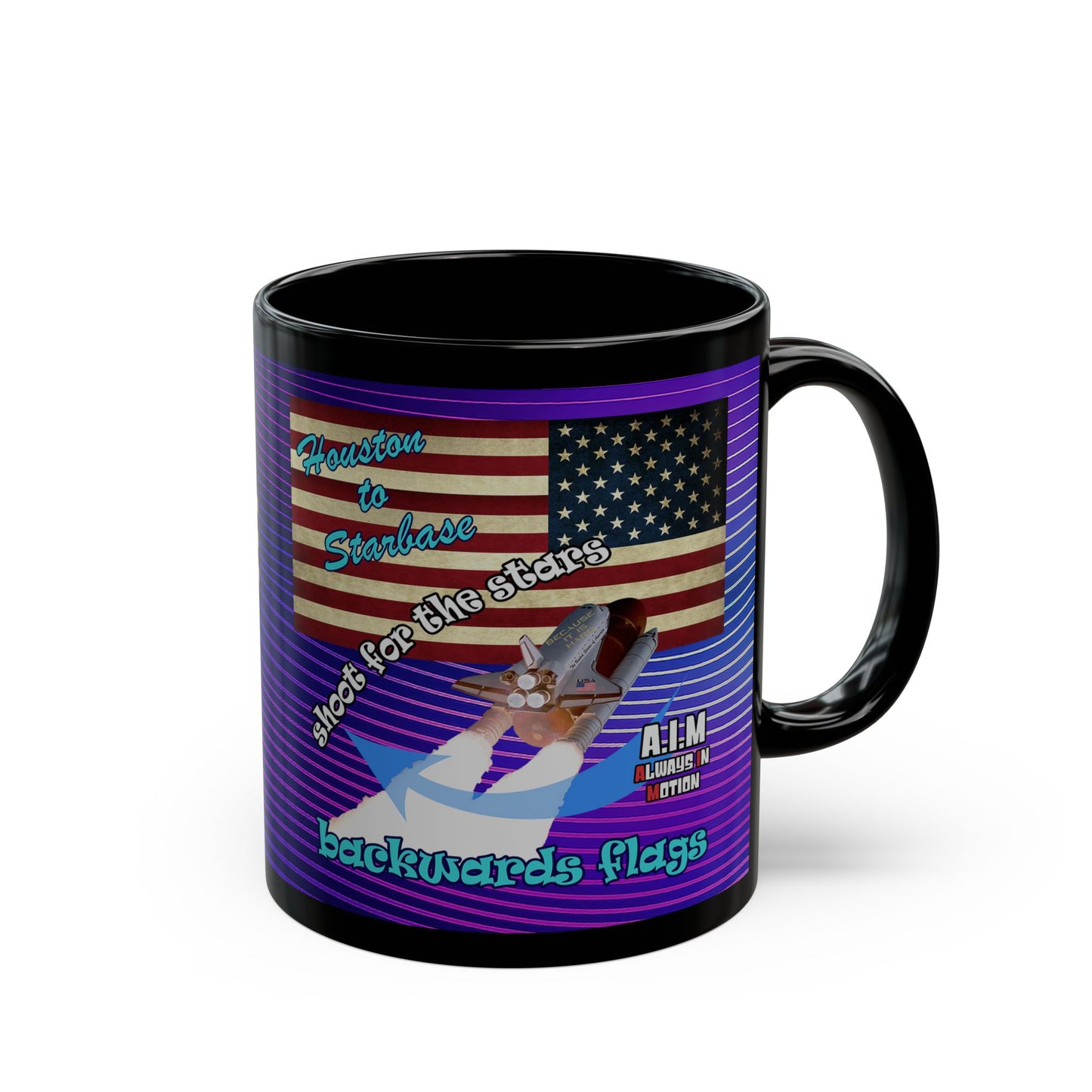 shoot for the stars - Black Mug (purple wave)