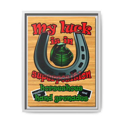 my luck - framed canvas art (butterscotch wood finish)