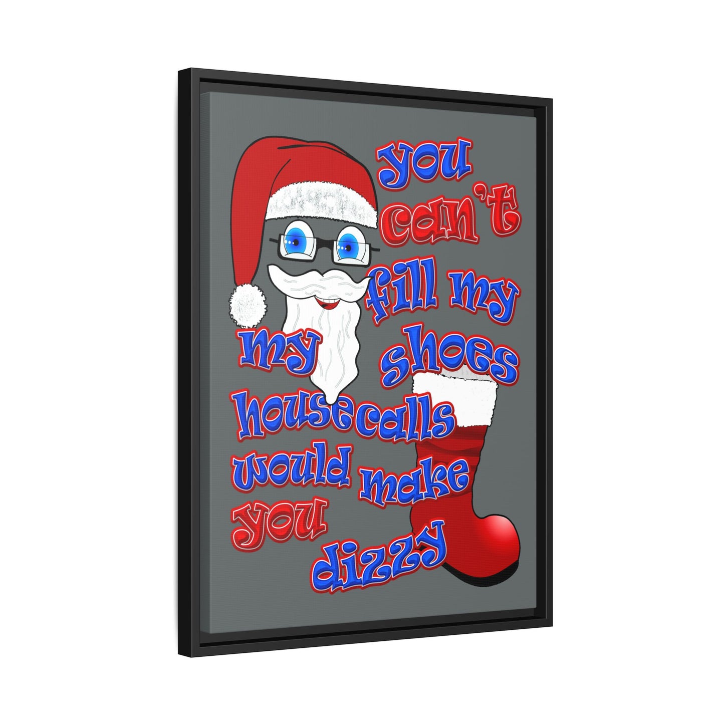 santa's shoes - framed canvas art (dark grey)