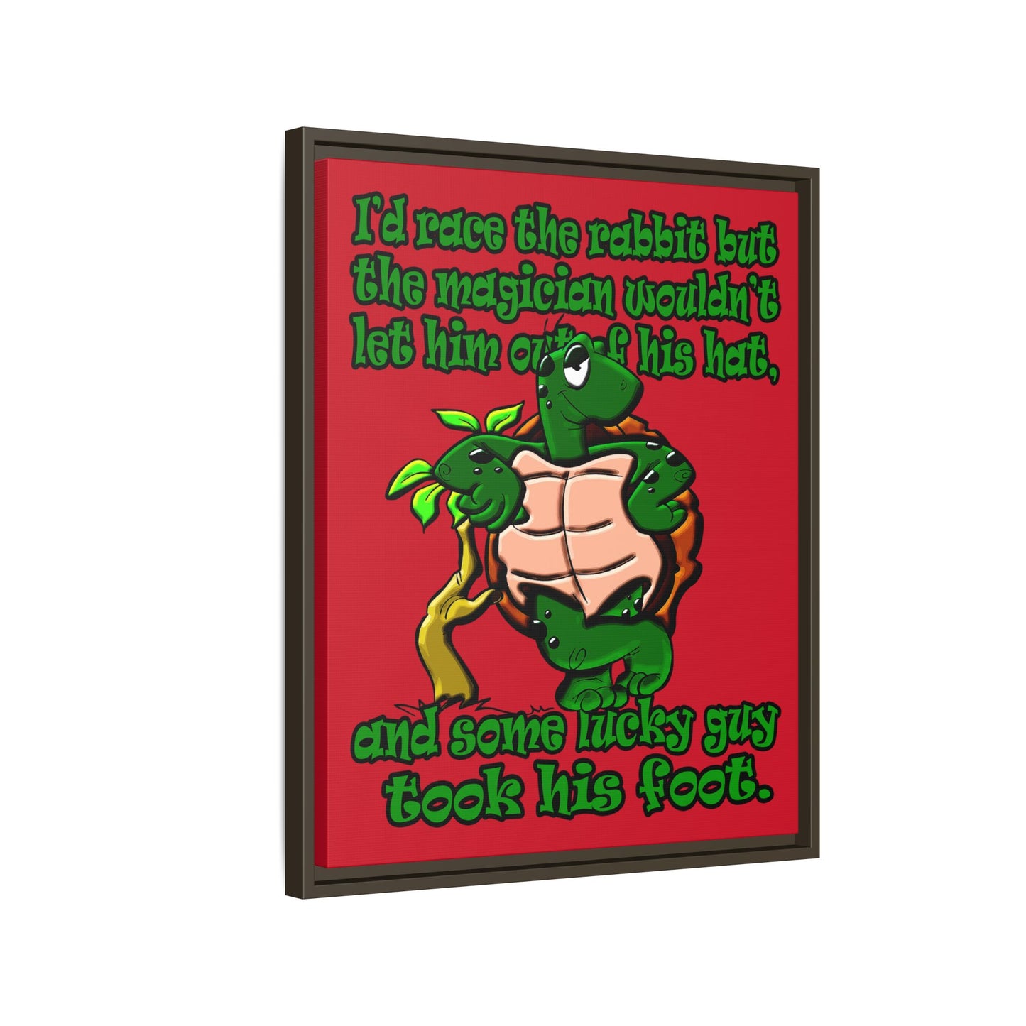 turtle race - framed canvas art (dark red)