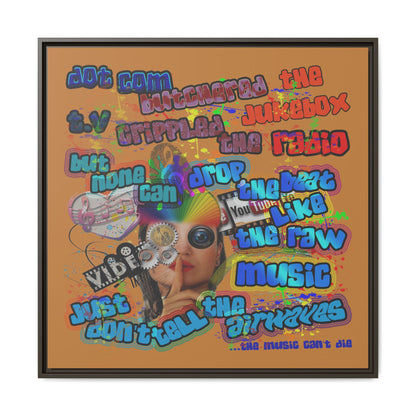 drop the beat - framed canvas art (light brown)