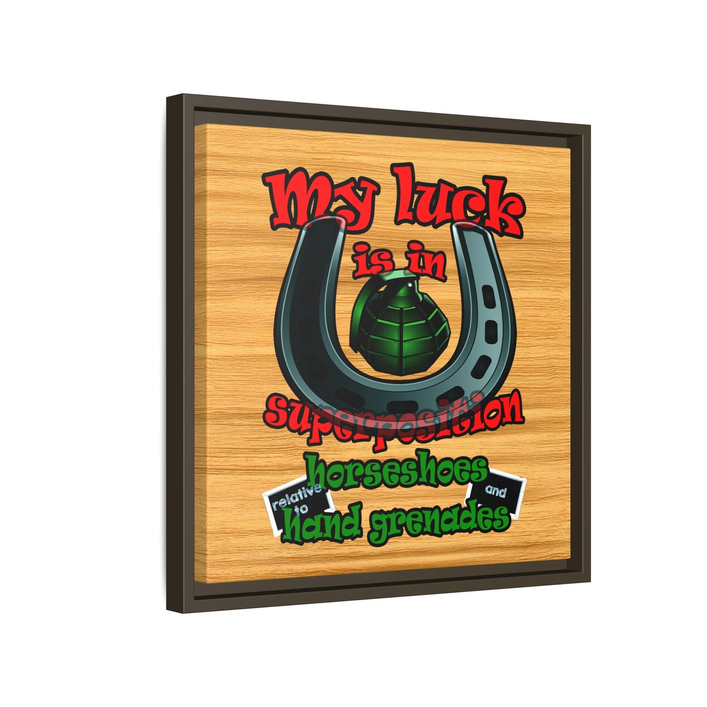 my luck - framed canvas art (butterscotch wood finish)