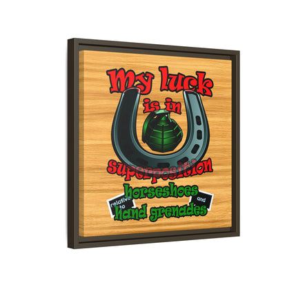 my luck - framed canvas art (butterscotch wood finish)