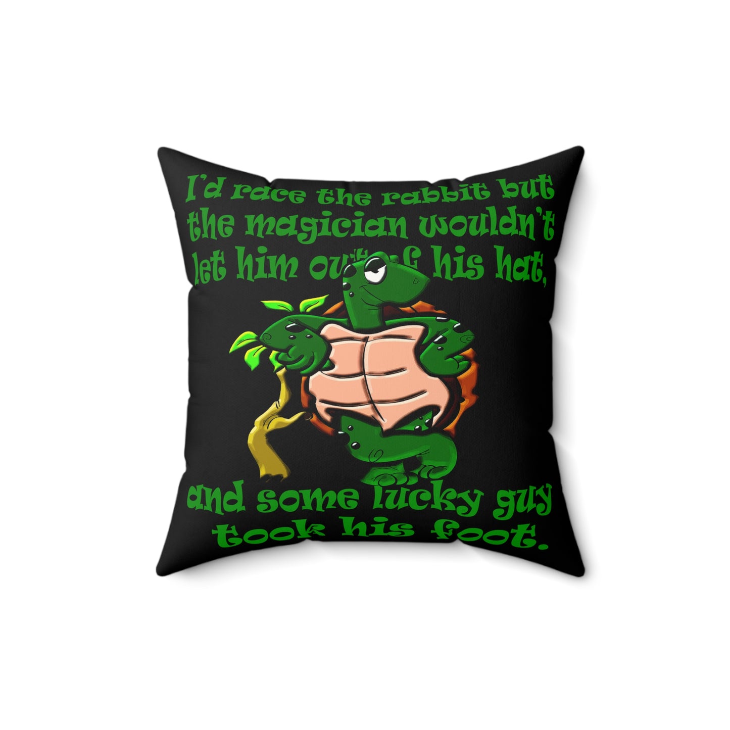 turtle race - Faux Suede Square Pillow - (black)
