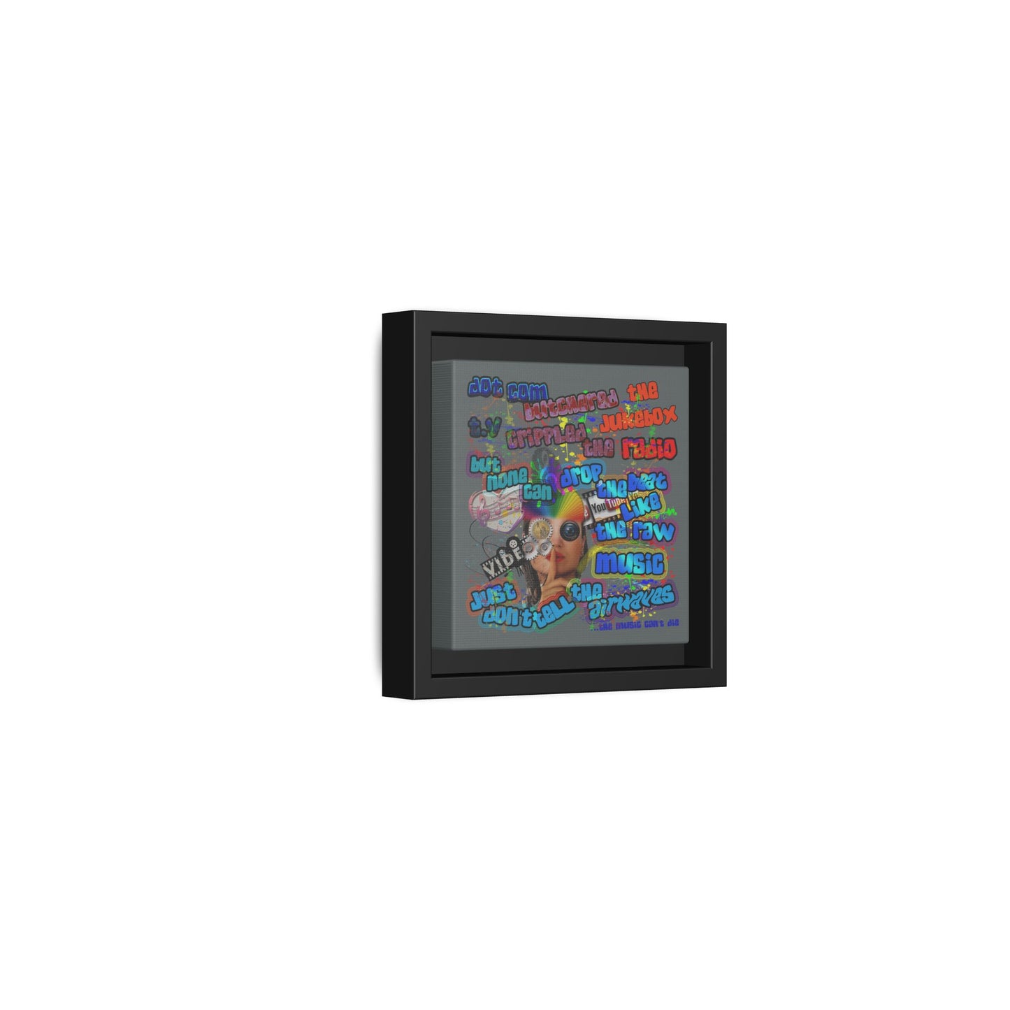 drop the beat - framed canvas art (dark grey)