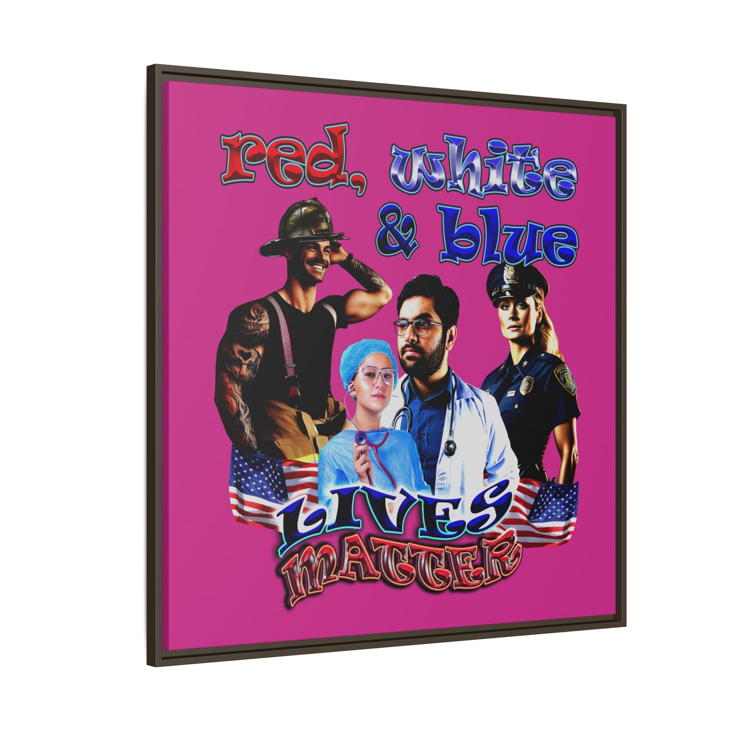 rw&b lives matter - framed canvas art (pink)