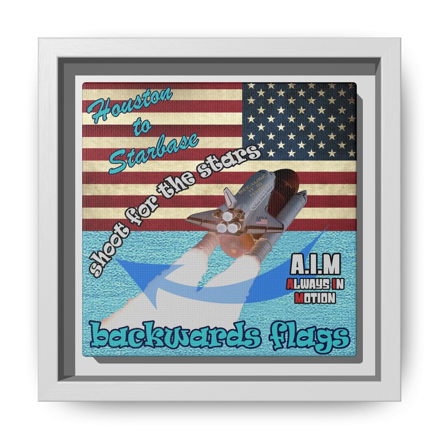 shoot for the stars - framed canvas art (faded blue)