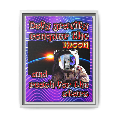 defy conquer reach - framed canvas art (purple wave)